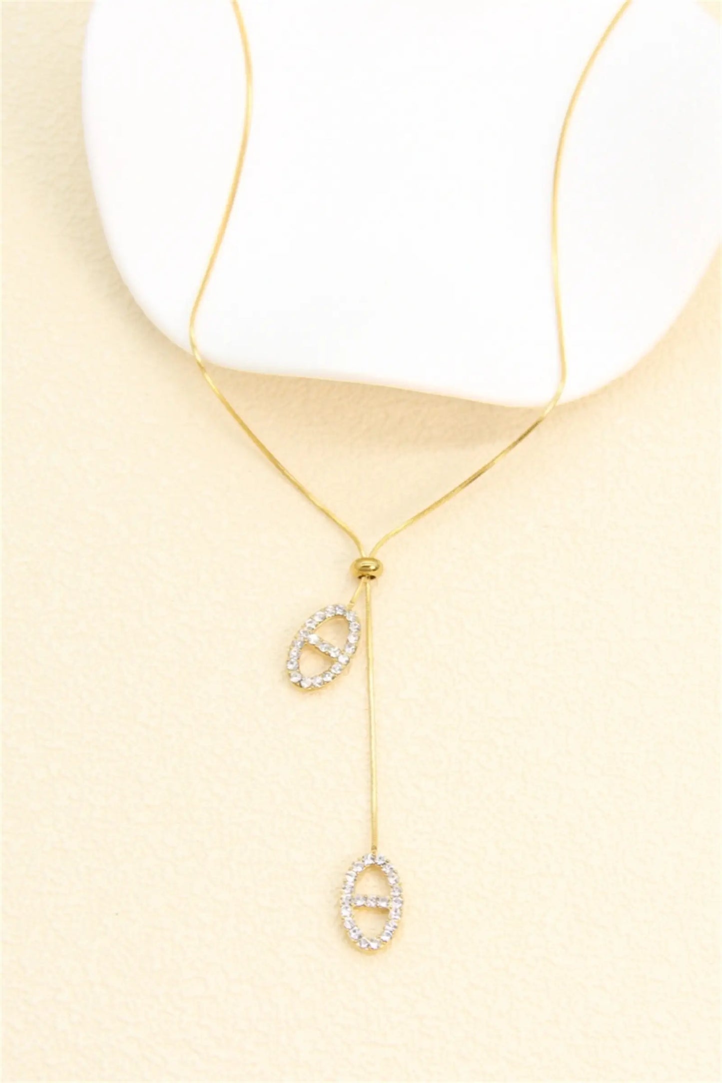 Collier boucle marine strass en acier inoxydable