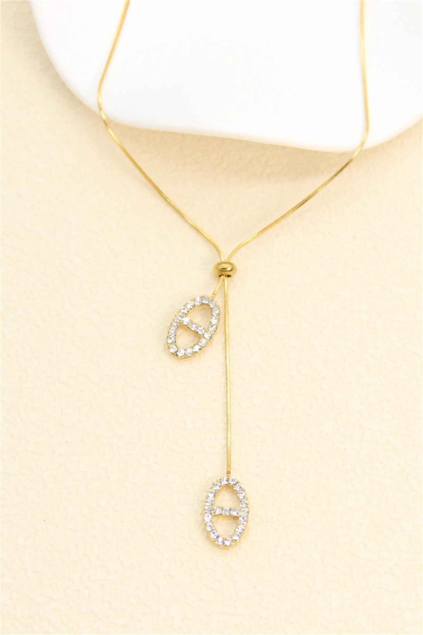 Collier boucle marine strass en acier inoxydable