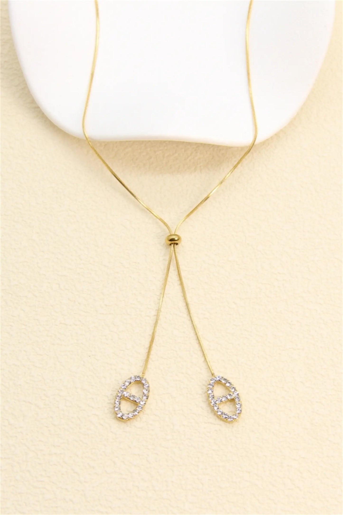 Collier boucle marine strass en acier inoxydable