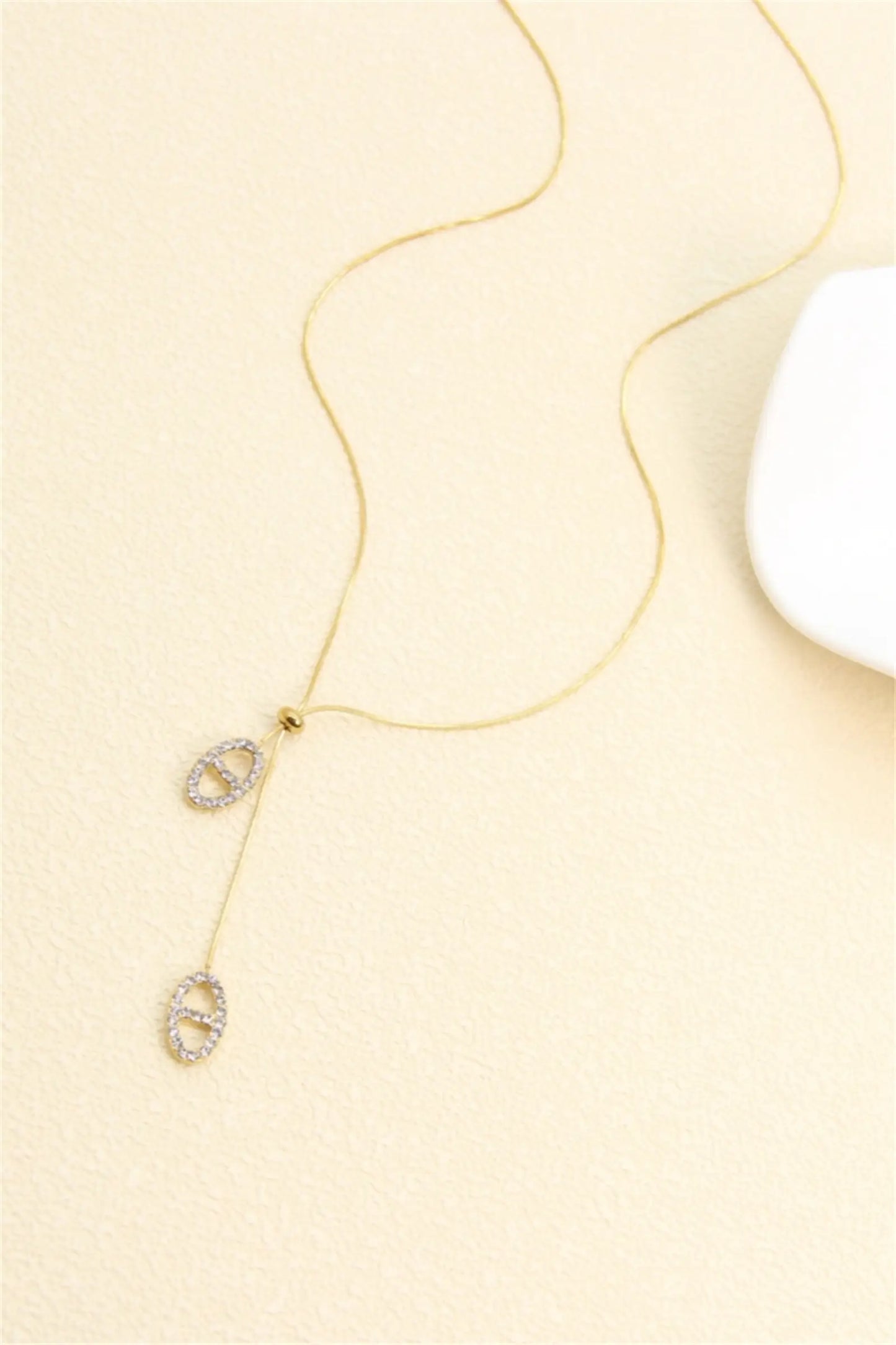Collier boucle marine strass en acier inoxydable